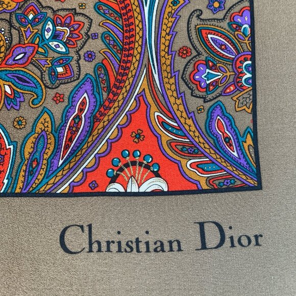 Vintage Christian Dior Silk Paisley Scarf - Picture 3 of 13